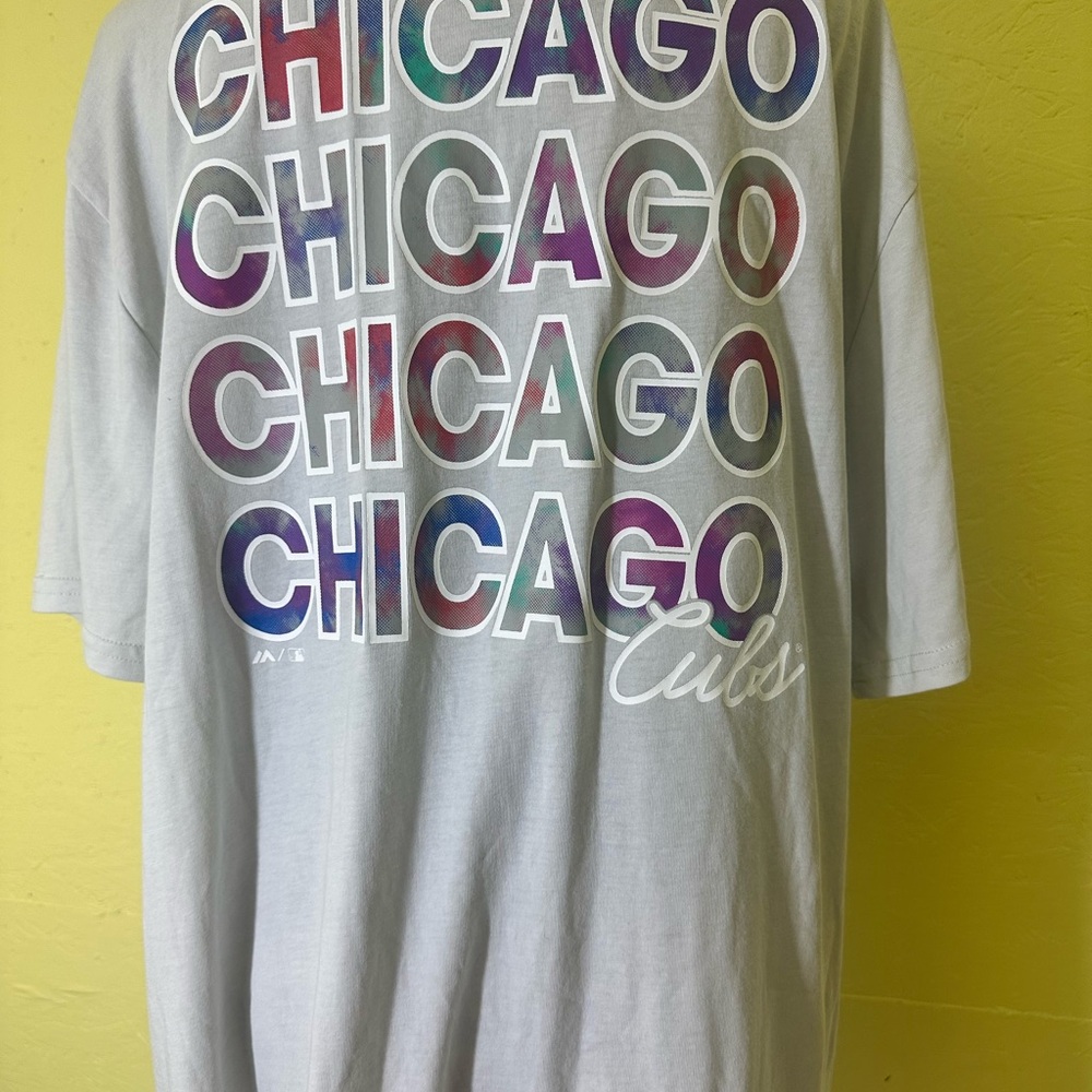Majestic Chicago Cubs Short Sleeve Pocket T-shirt Light Gray Size Large